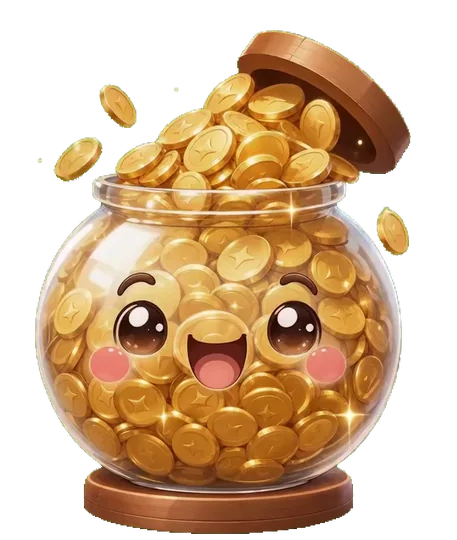 金貨でいっぱいの貯金びん